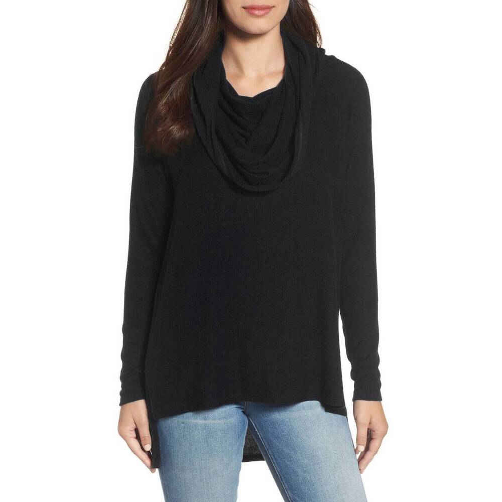NEW GIBSONLOOK convertible neckline cozy fleece tunic in black